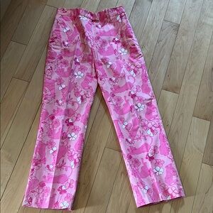 Adorable Lilly Pulitzer Pink Floral Straight Leg Pants